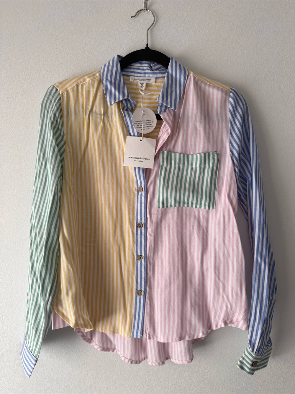 BeachLunchLounge Multicolor Striped Button-Up Shirt - Pastel Mix